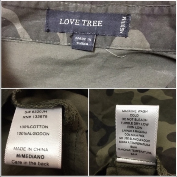 Love Tree Green Camouflage Red Embroidered Detail - Picture 8 of 8